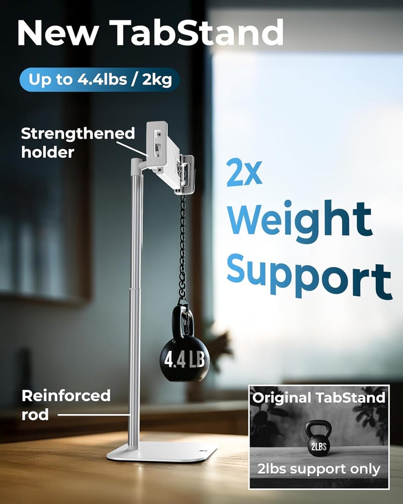 cooper TabStand, 20" Tall iPad Stand for Desk, Portable Monitor Holder up to 17" Holds 4.4lb, Desktop Tablet Stand, Tablet Mount, Apple iPad Holder for Desk, for Samsung, Kindle, Fire (Frost White) - Image 3